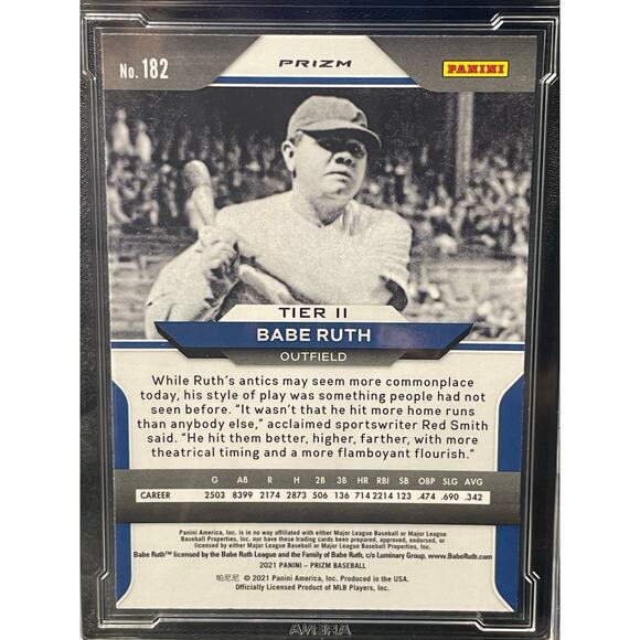 2021 Babe Ruth Purple Prizm #182 Panini Prizm Tier II Graded GEM MINT 10 - Picture 4 of 4